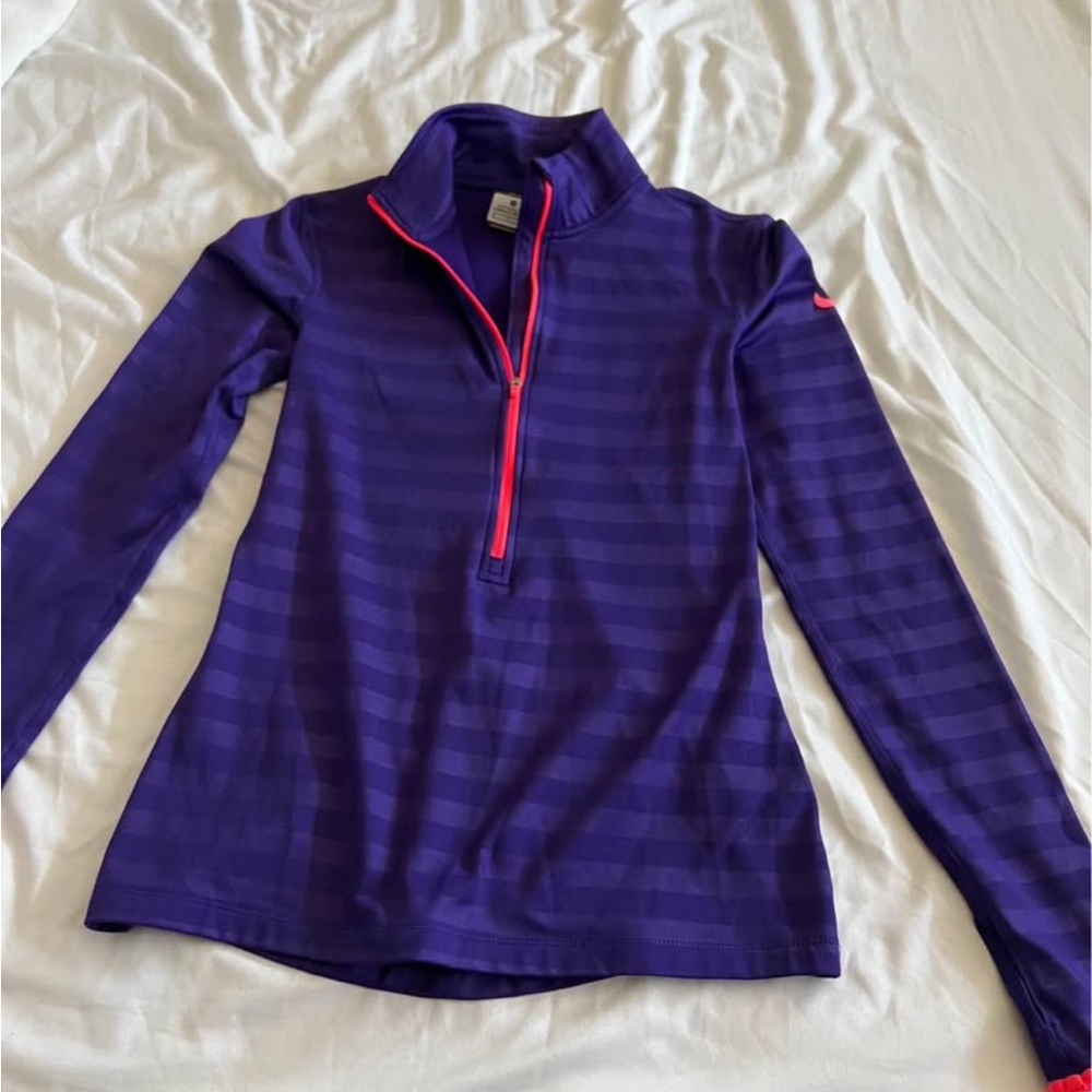 Nike Purple Striped Quarter-Zip Pullover